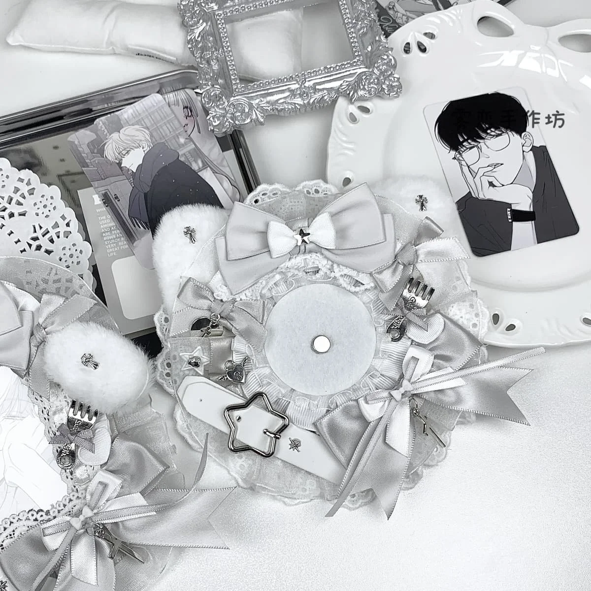 Gary Lace Badge Holder Ribbon Anime Cosplay Lolita Goods Display Luxury And Exquisite Bow Lace Card Holder