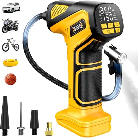 150PSI Tire Inflator Portable Air Compressor Cordless for Dewalt 20V Battery, Car Tire Pump with Digital Gauge & LED Light for