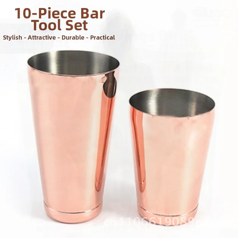 

Набор коктейльных шейкеров из нержавеющей стали, 11 предметов, пистолет из розового золота, черная имитация золота, зеркальная отделка, минималистичный стиль для посуды