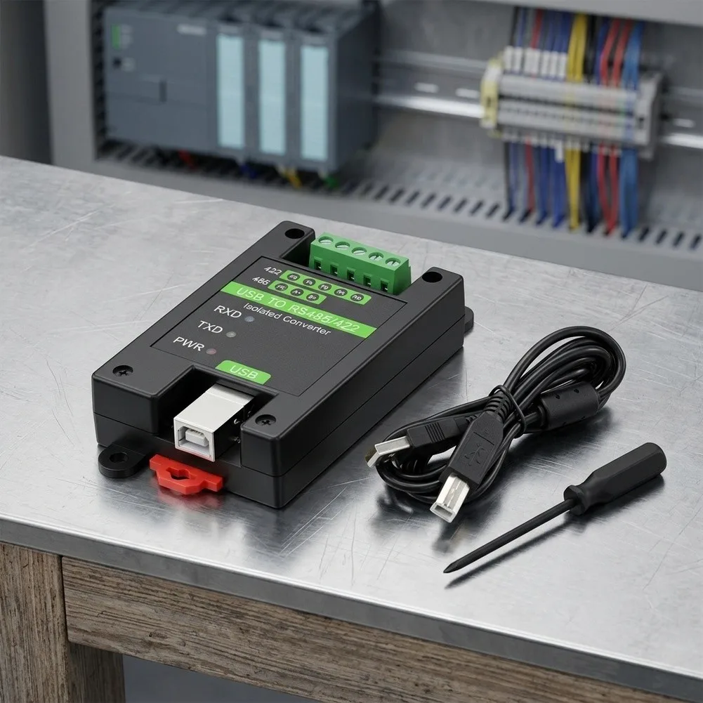 Industrial-Grade USB to For RS485/422 Converter with Physical Isolation TVS Diode Protection and LED Status Indicators