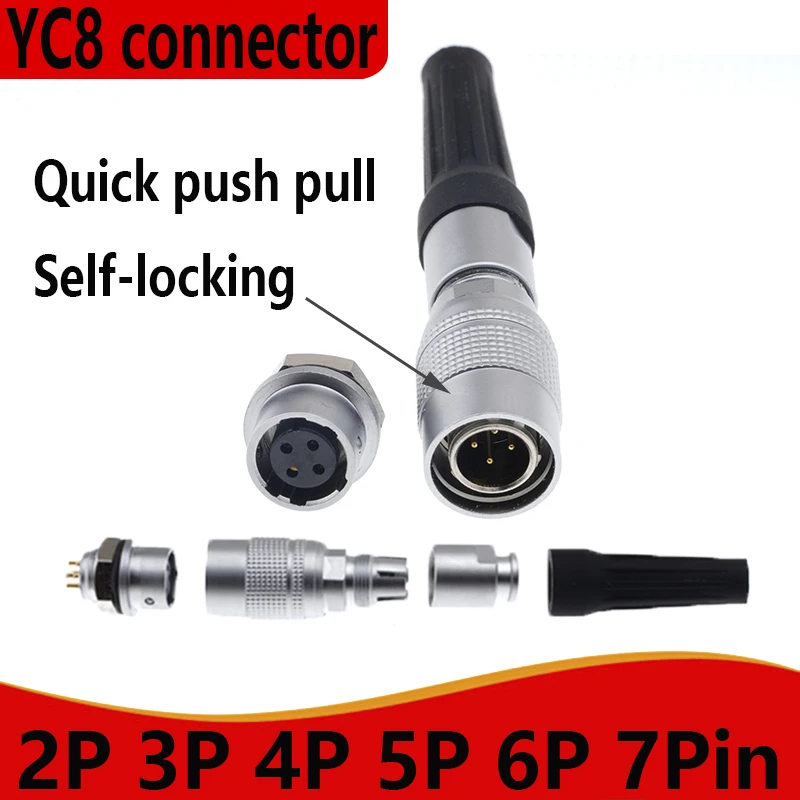 

1PCS/5PCS Aviation plug socket YC8-2Pin, 3Pin, 4Pin, 5Pin, 6Pin，7pin male and female socket, push pull 8MM quick plug connector