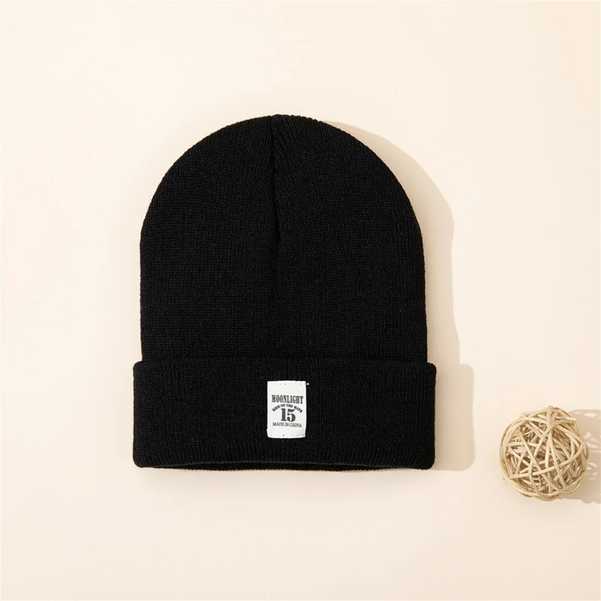 1pc Autumn/Winter Solid Color Children's Knitted Hat Baby Warm Cowl Cute Letter Label Hat Boys Girls skullcap - a Gift for Kids