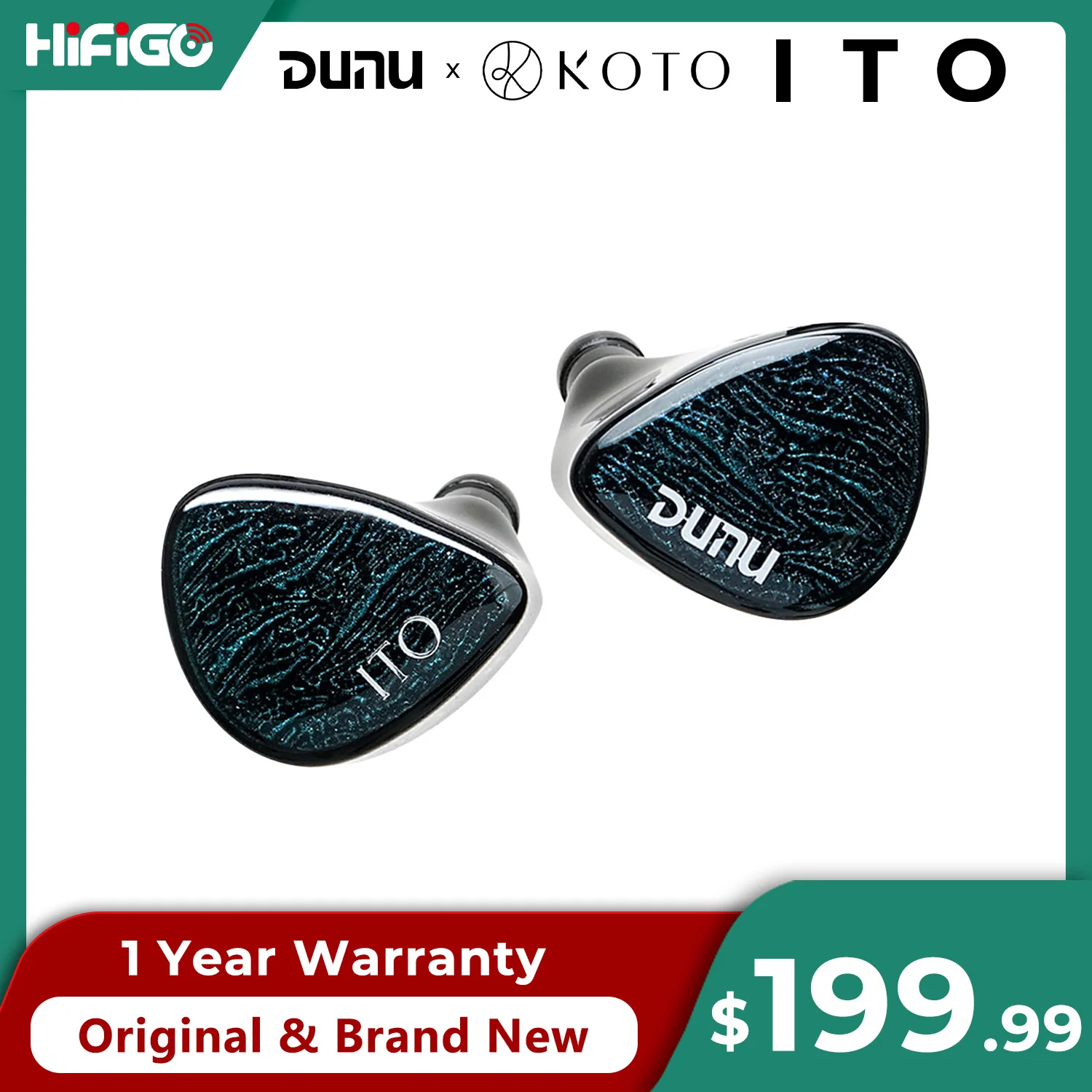 DUNU X KOTO ITO In-ear Earphones 2DD+2BA Hybrid Drivers IEMs with 4-Core Single-Crystal Copper Q-Lock Interchangeable Plug Cable
