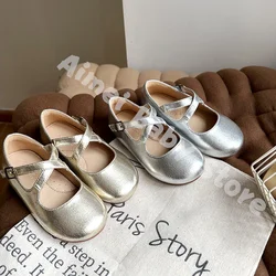 Children T Bar Shoes Spring Kids Princess Shoes Baby Girls Fashion Shos Toddler Ballet Flats Sweet Leather Shoes Student Shoess