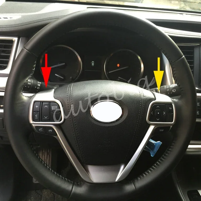 

Для 2014-2019 Toyota Highlander Kluger матовый хромированный внутренний переключатель звука на руле, накладка