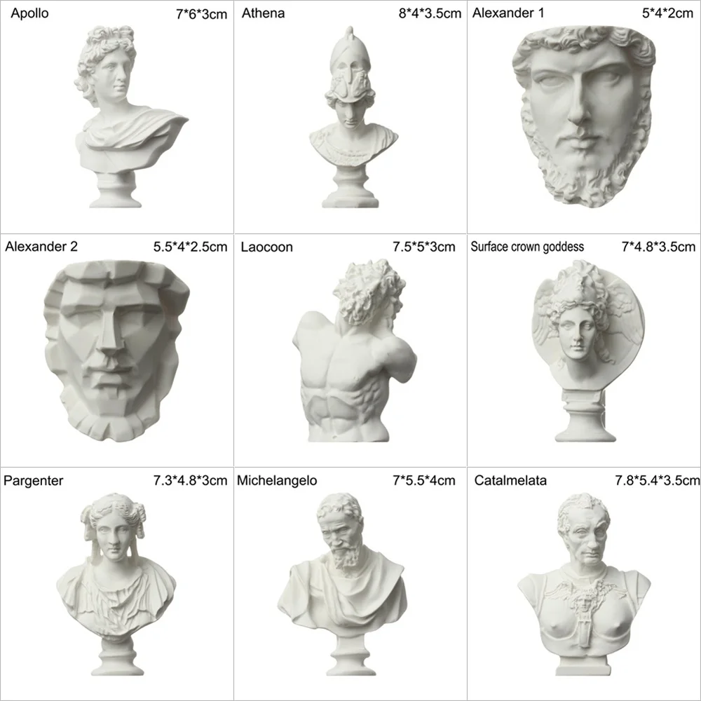 1pc Bust Portraits Mini Figurine Greek Mythology Plaster Statue   Desktop Ornament Celebrities Home Decor  Gypsum   Sculpture