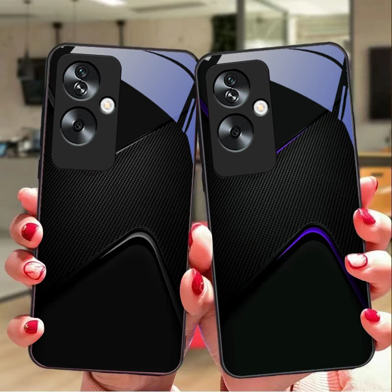 Simple and large For Oppo A79 5G 58 78 74 60 4G Reno 11F Realme GT 6 11 Note 50 10 C55 X2 Tempered glass black phone case