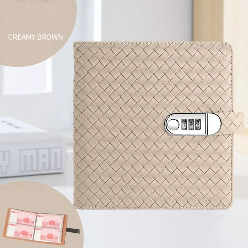 Emboss FWeaving Texture Envelop Savings Challenges Book PU Leather Savings Handbook Budget Binder with Lock Cash Envelopes
