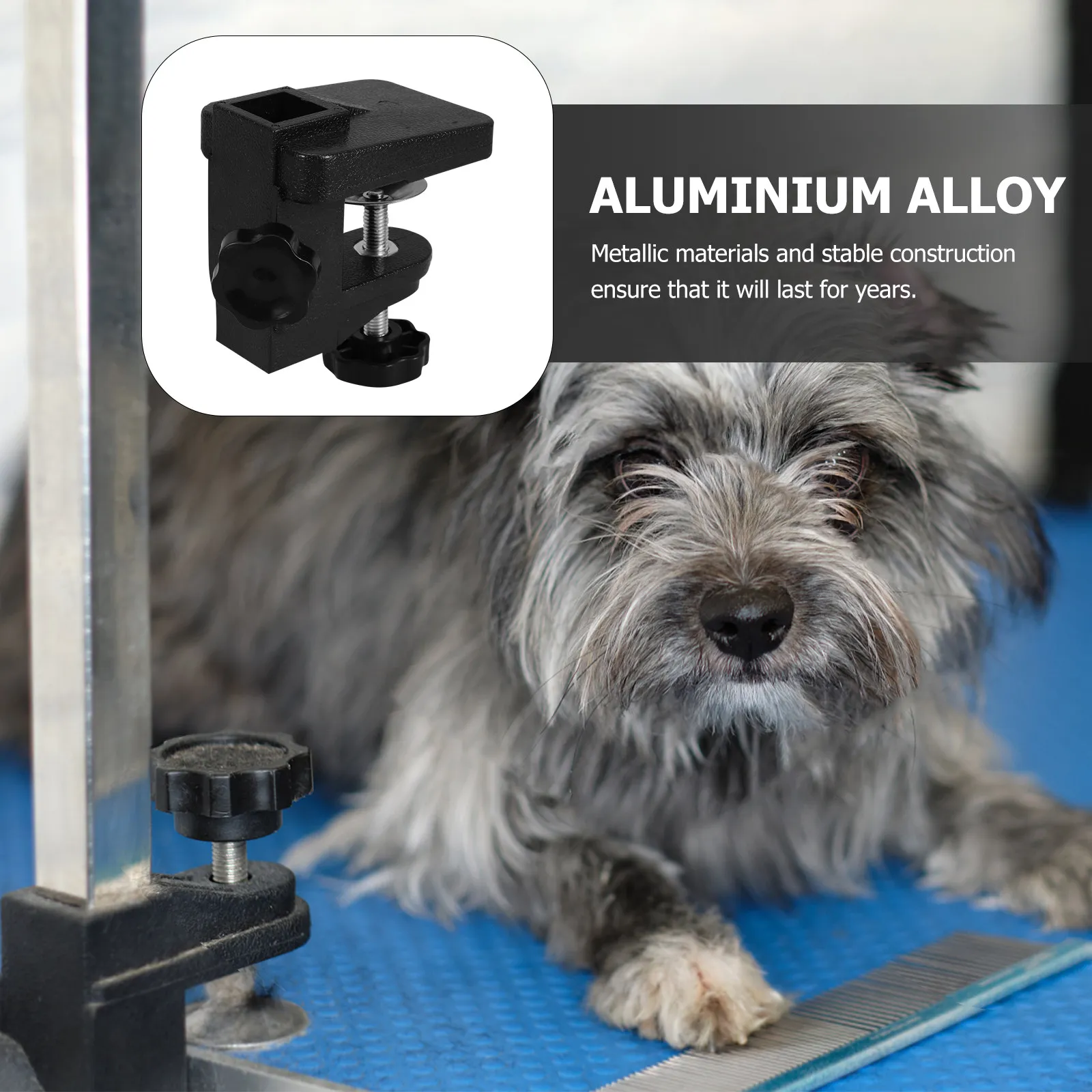 Pet Grooming Table Clamp Heavy Duty Metal Black Suspension Rod Fixing Clip Reliable Dog Cat Grooming Accessory