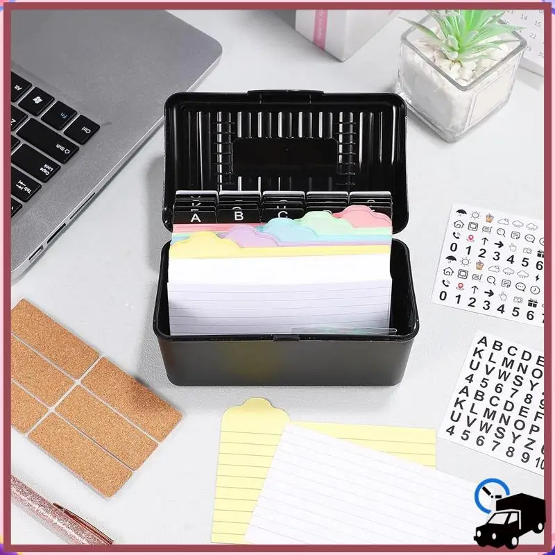 

Efficient Index Card Holder With Lock,Collapsible Index Card Box Fits 3X5-Inch Flash Cards - Business,Or Note Card Storage Boxes