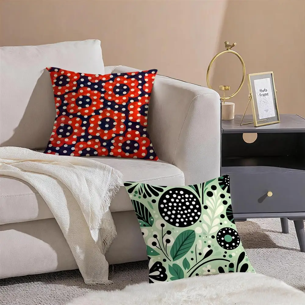 Retro Polka Dot Floral Pillow Retro Style Cushion Cover Throw Pillow Cover Hidden Button Durable Polyester Chair Cushion
