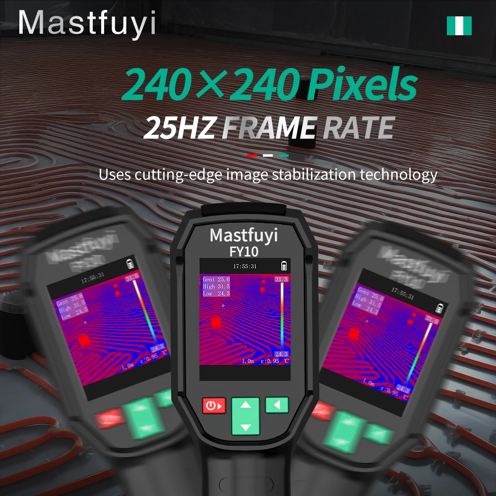 Kamera termowizyjna MASTFUYI FY10/11, rozdzielczość IR 240x320, ręczna kamera na podczerwień do napraw PCB, inspekcji rurociągów i zastosowań przemysłowych.