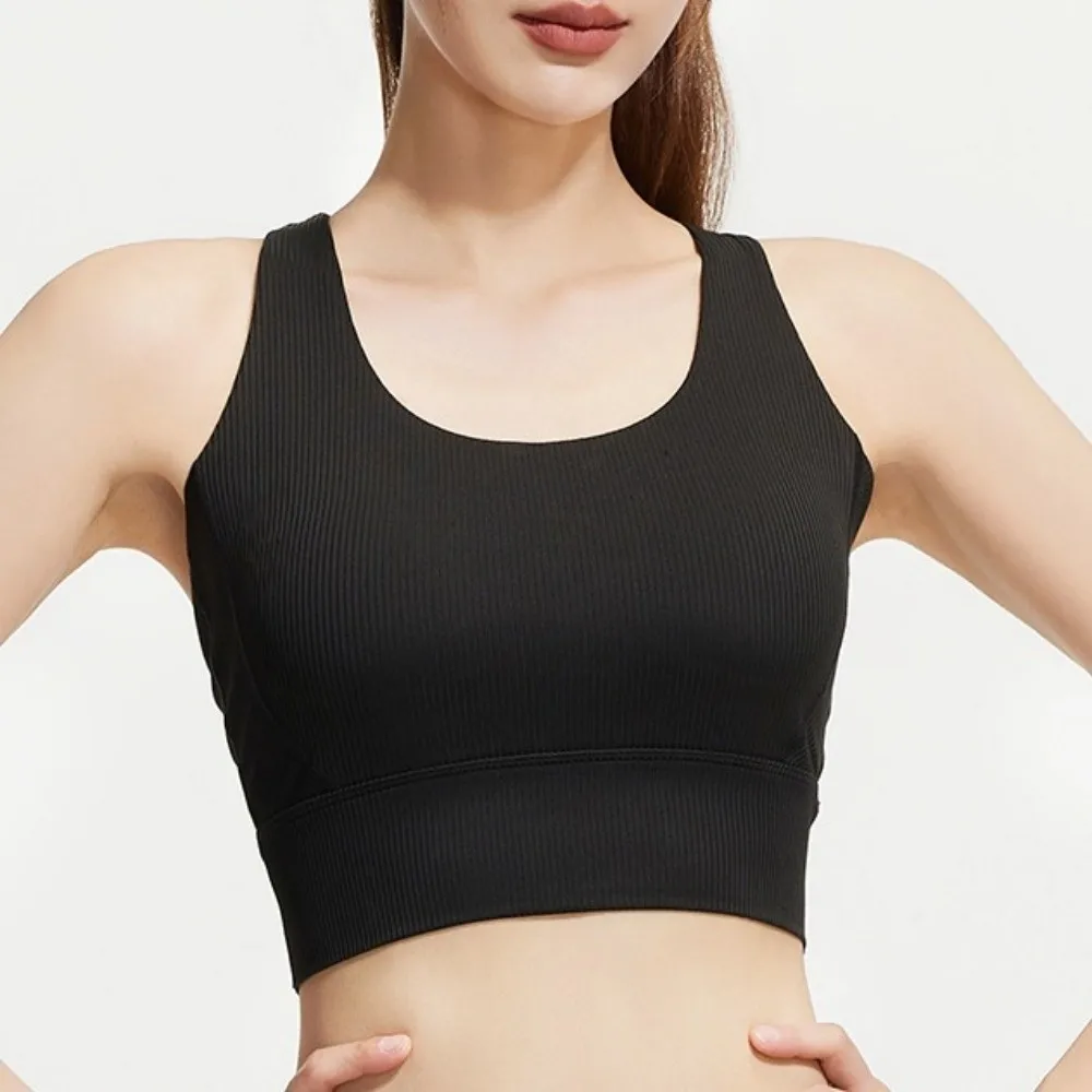 Crossover Patterned Women's Sports Yoga Bra Shockproof with Fixed Pads Yoga Underwear Bra Lingerie Brassiere Seamless Vest