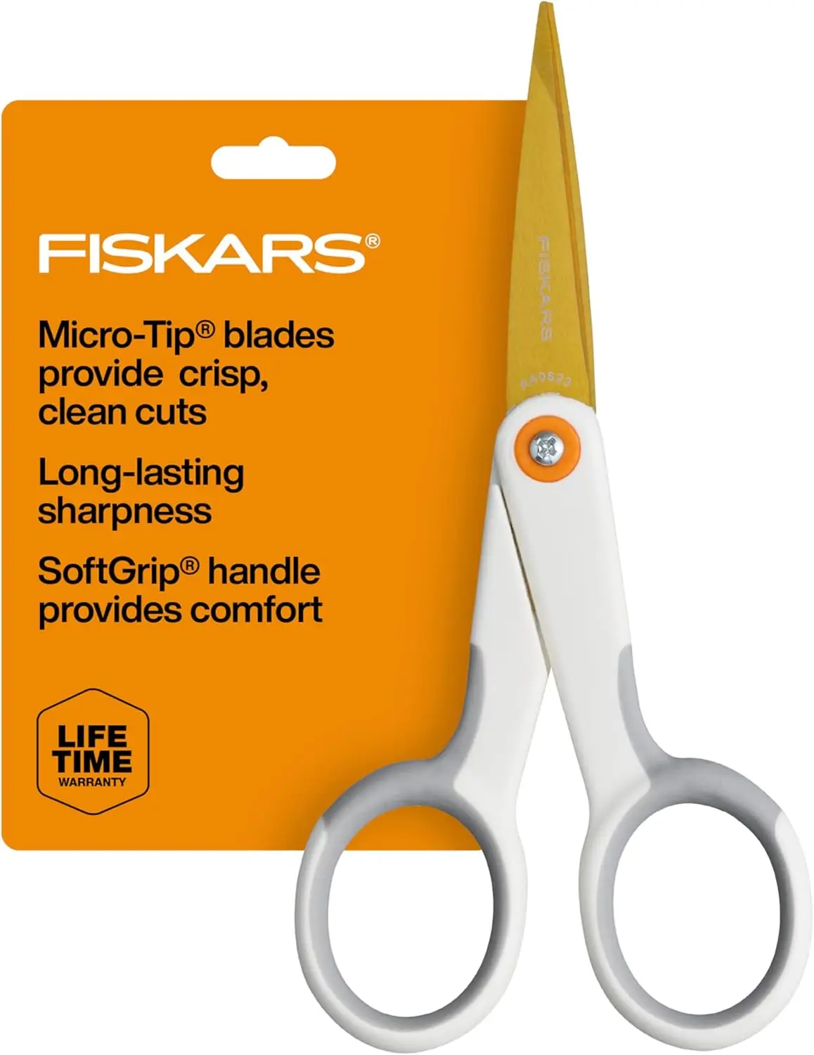 Micro-Tip Scissors, Precision Cutting Shears, Titanium Blades & SoftGrip Handle for Intricate Cuts, 5”, White/Gray