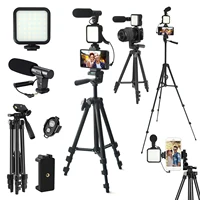 MAMEN-Kit de Vlogging portátil, trípode para cámara de teléfono de 48 pulgadas con micrófono, luz LED para foto, Vlog, Selfie, entrevista, transmisión en vivo