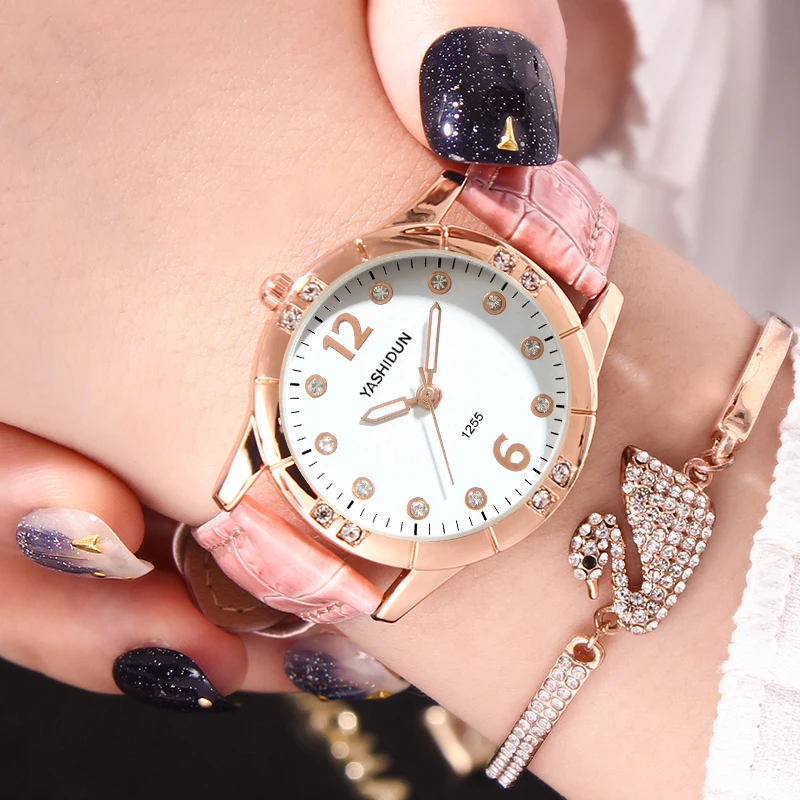 

Женские часы с кожаным ремешком, модные повседневные часы, роскошные женские часы, кварцевые часы с циферблатом, деловые женские часы