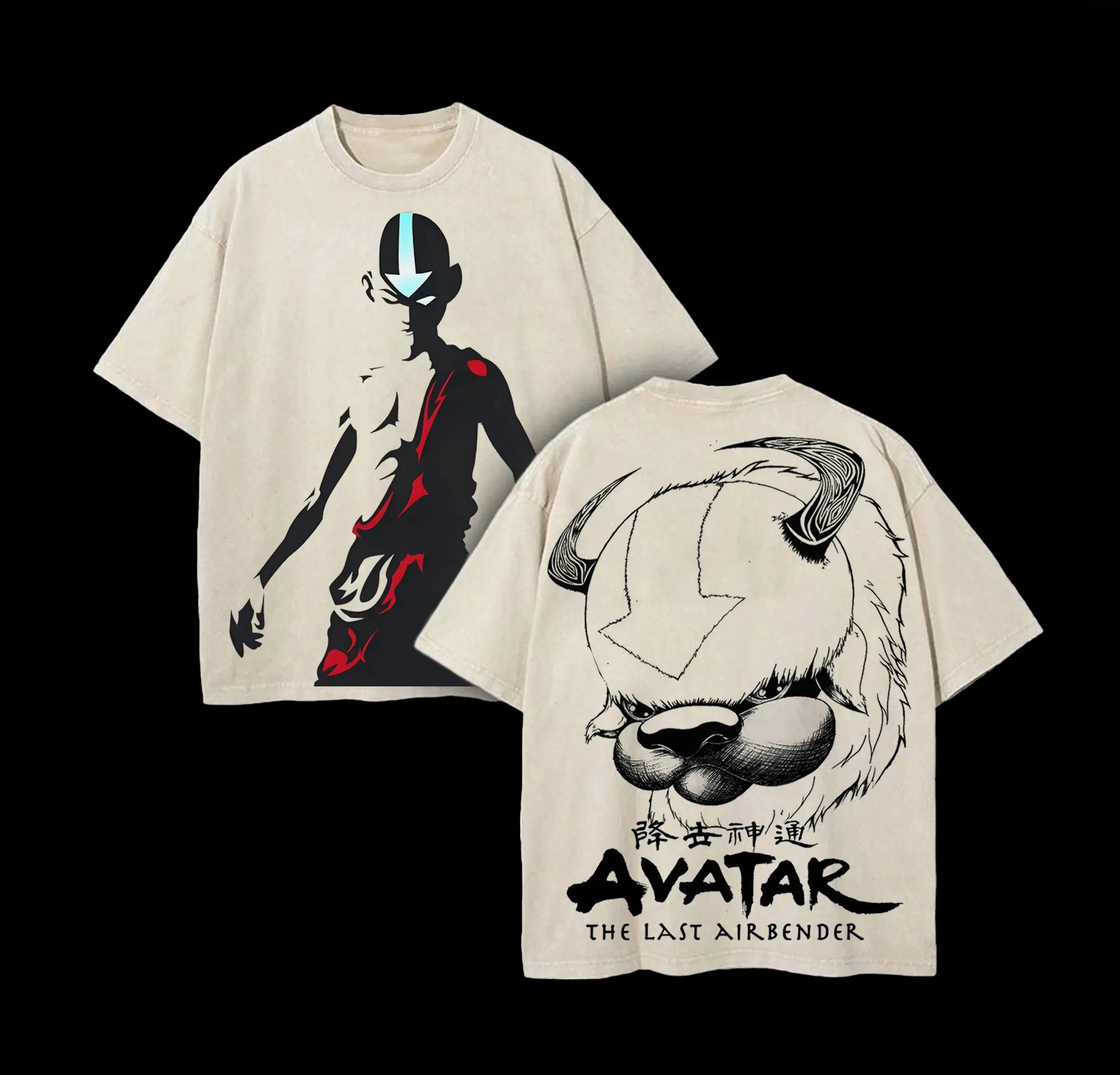 Avatar The Last Airbender Anime T Shirt Vintage Washed T-shirt Men Women Clothing Summer Casual Short Sleeve Cotton Tees Tops