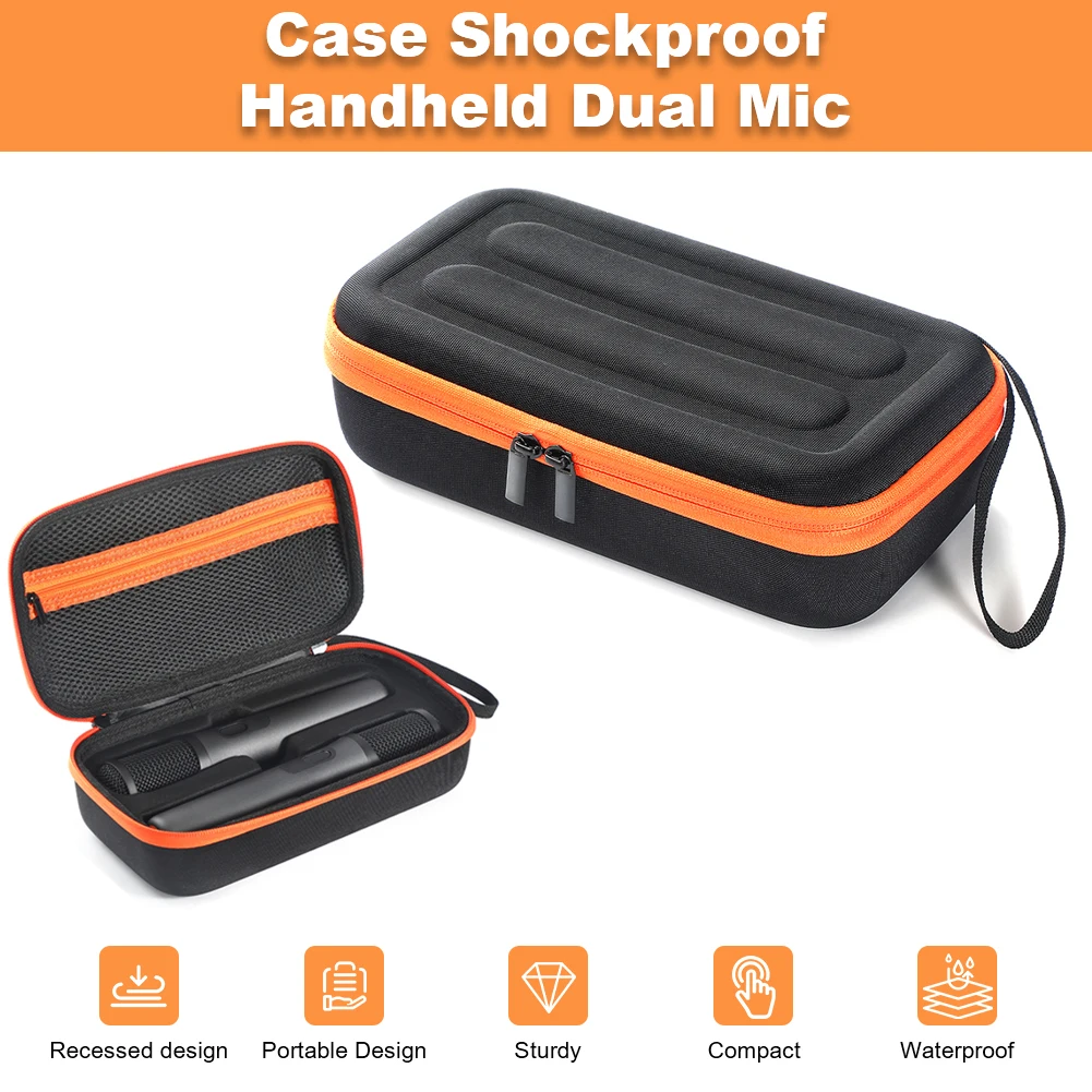 Wireless Microphone Case for JBL PartyBox Wireless Mic Waterproof Handheld Dual Mic Travel Bag Shockproof EVA Hard Shell Case