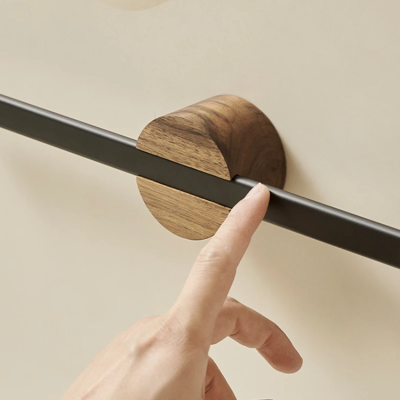 Space Saving Wall Mounted Towel Rack Hanger Aluminum Wood Bathroom Shelf Kitchen Storage Multi Functional