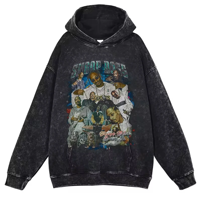 Snoop Dogg Hoodie Hip Hop Rapper Singer Snoop Lion Vintage Washed Hooded Sweatshirts Oversized Pullover Harajuku Hoodie Men