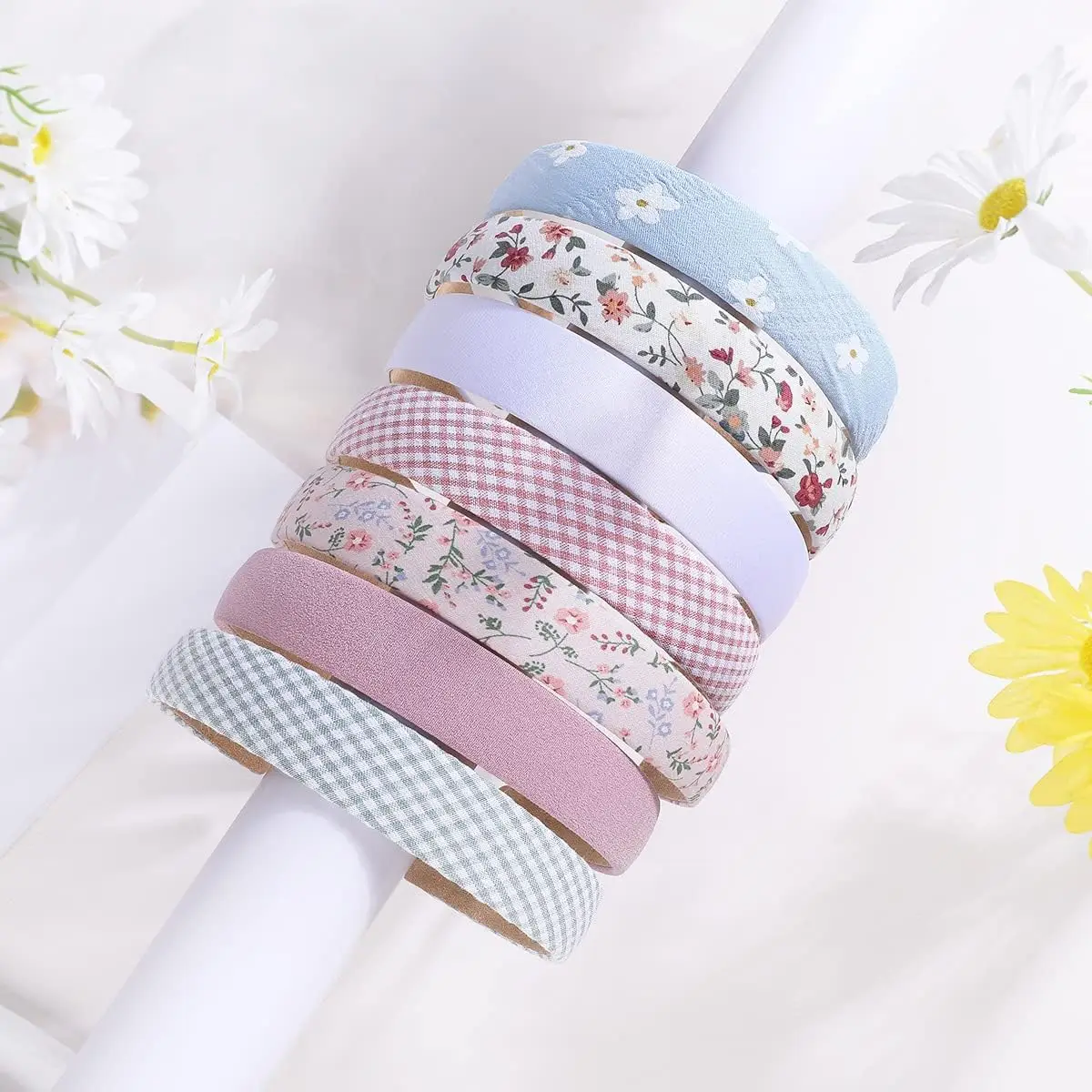 7Pcs Fashion Women Hair Band Floral Print Headbands Girls Simple Hairband Printed Hair Hoop Female Hair Accessories Headwear