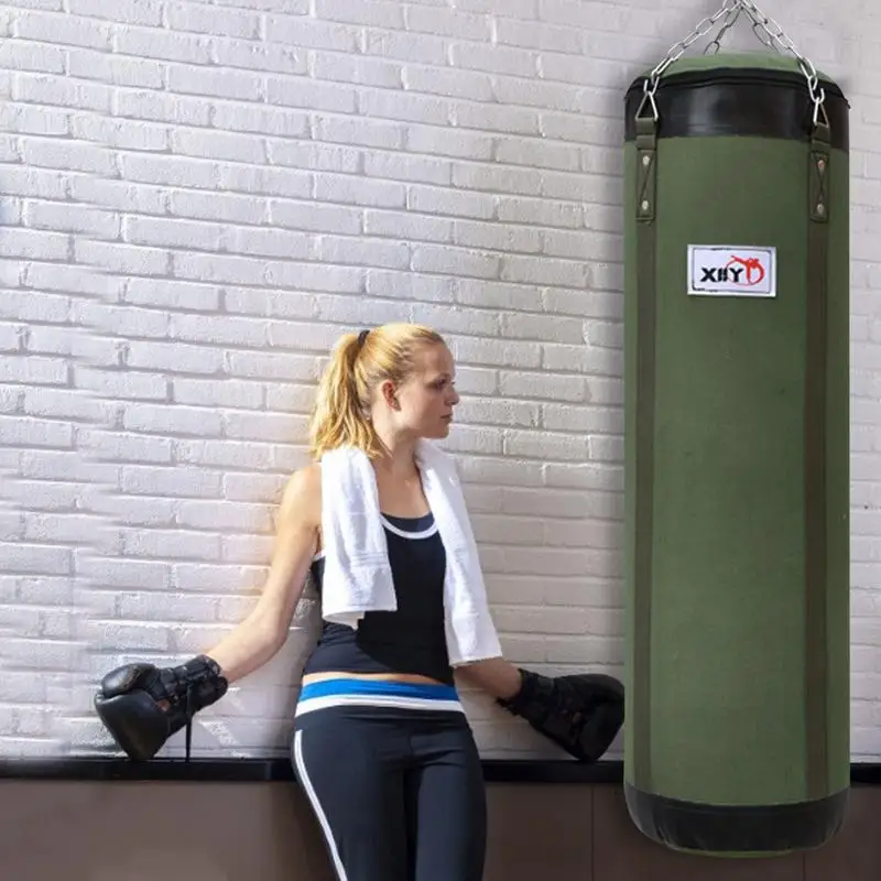 60/80/100cm PVC Boxing Sandbag Oxford Cloth Sponge Adult Hanging Boxing Bag For Outdoor Indoor Training Fitness With Chain