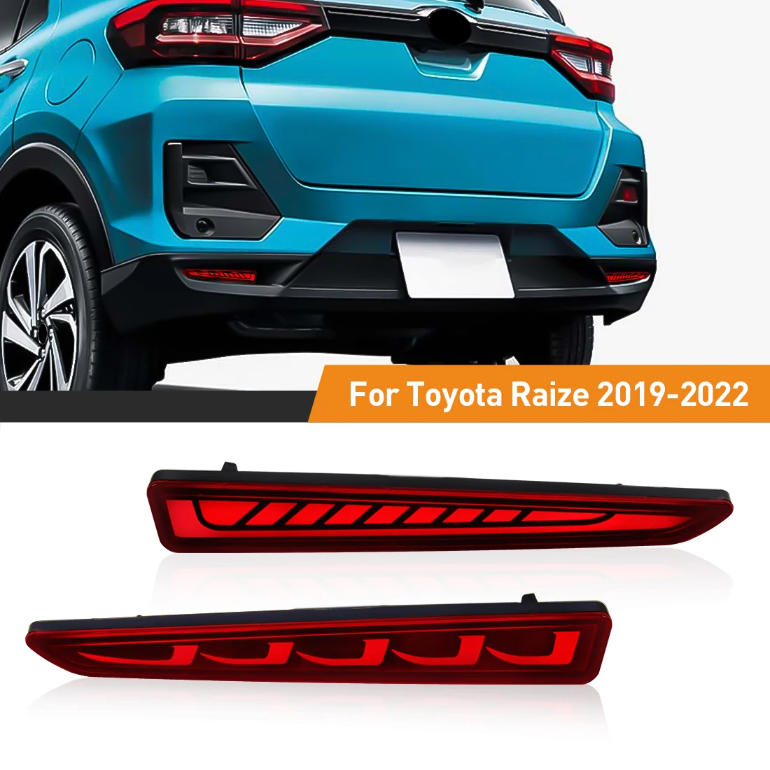 LED Rear Bumper Reflector Light For Toyota Raize 2019 2020 2021 2022 Auto Brake Warning Lamp Turn Signal Fog Car Accessories 12V