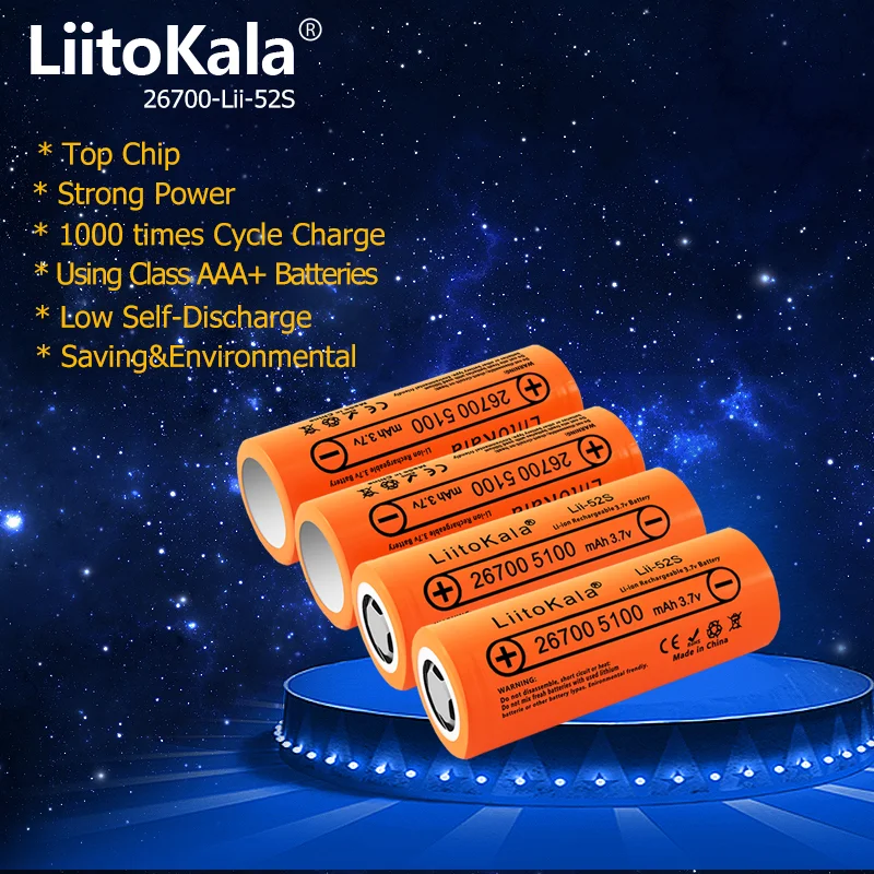 HK LiitoKala lii-50A 26650 5000mah 리튬 배터리 3.7V 5000mAh 26650 충전식 배터리 26650-50A flashligh NEW
