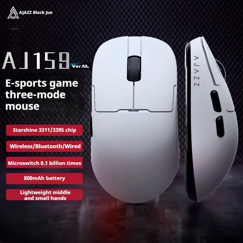

Ajazz Aj159nl 1k Беспроводная игровая мышь Paw3395 Bluetooth Трехрежимная легкая проводная мышь с частотой возврата 1k ПК Геймер Ноутбук Подарки