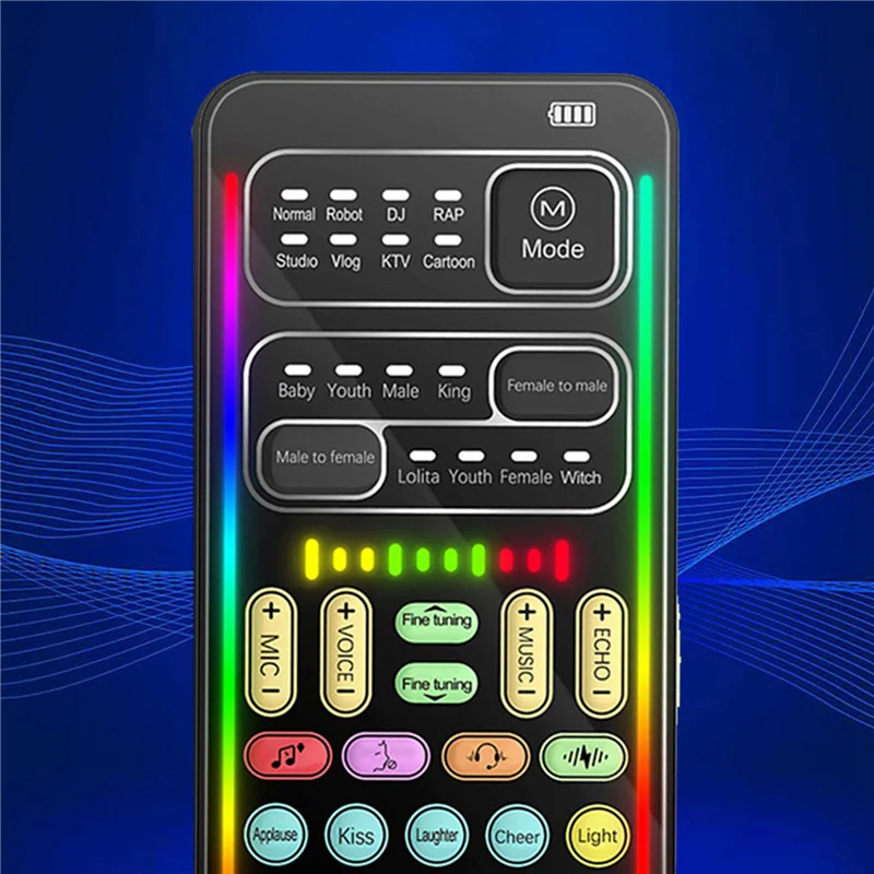 

5X I9 Voice Changer Full Kit Multiple Audio Effect Bluetooth Live Sound Cards Ultra-Thin Live Sound Card Mic Tool-Y47A