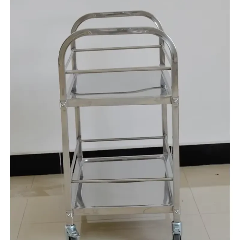 Wholesale 2 Tier Stainless Steel Bar Wine Serving Cart Catering Trolley for Restaurant Hotel Kitchen Storage Display Rack
