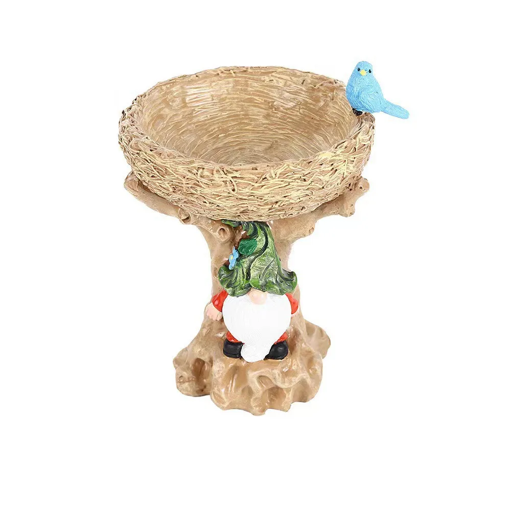 

Resin Hummingbird Feeder Dwarf Design Waterproof Bird Feeder Multi Functional Creative Bird Water Bowl Outdoor