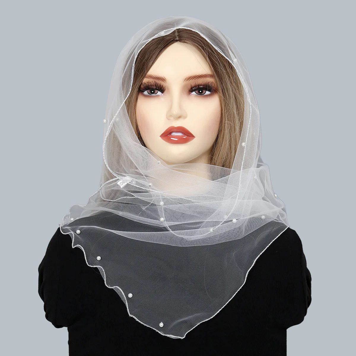 

Fashion Small Lace Beaded Scarf Women Summer Neck Collar Scarf Thin Mesh Breathable Sunscreen Hijab Turban Headwrap Shawl Stoles