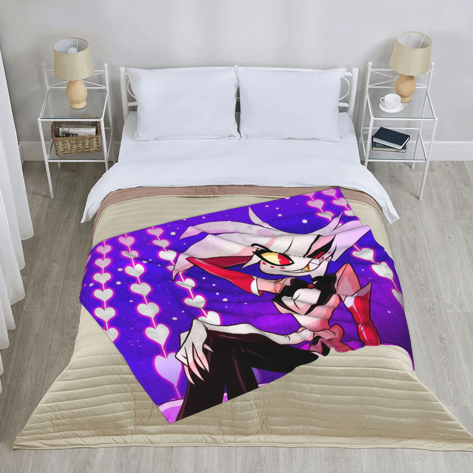 Hazbins Hotels Angel Dusts Blanket Velvet  Decoration  Soft Throw Blanket for Bed Bedspread