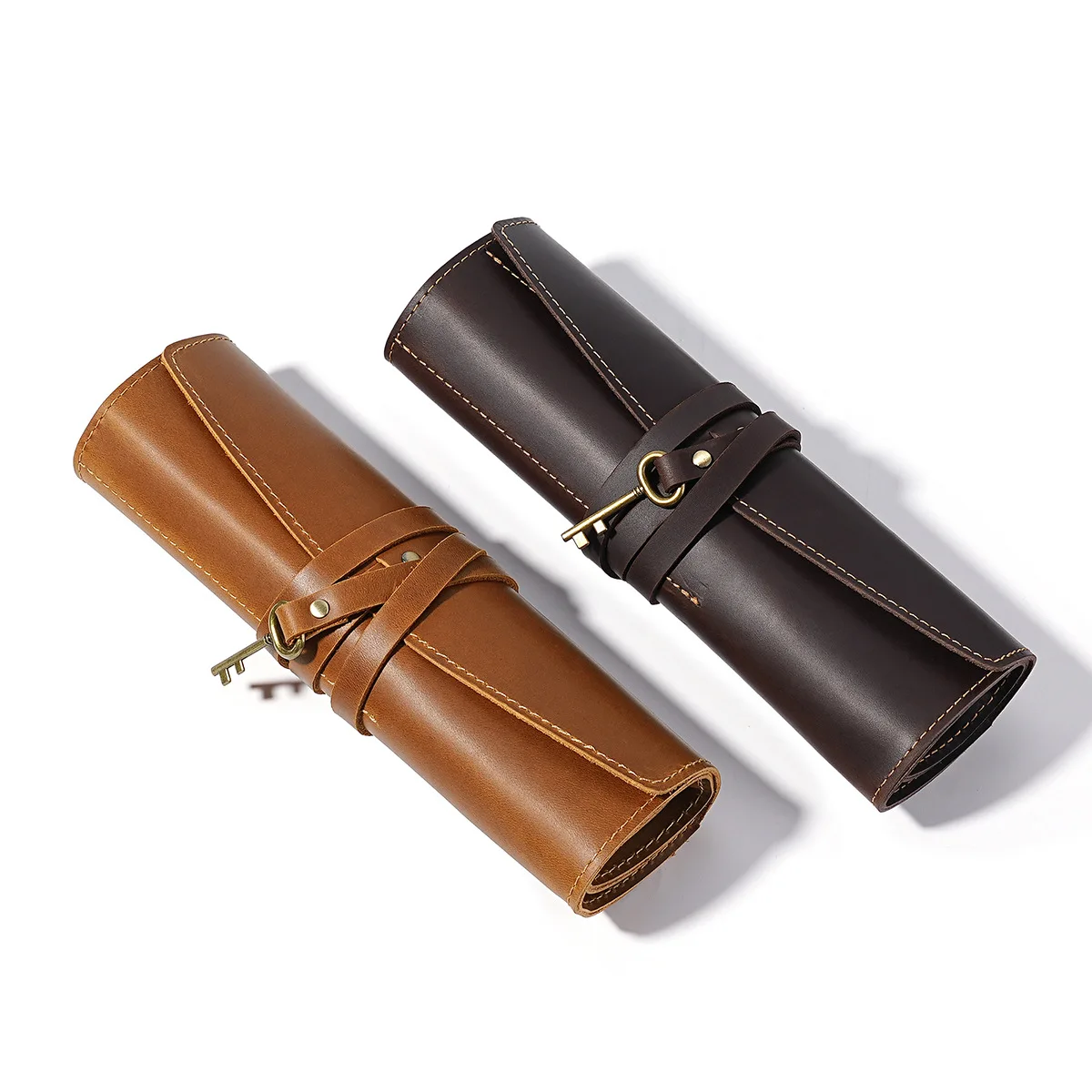 كريزي هورس جلد نشمر الفنان القلم المنظم السفر مقلمة متعددة الأغراض أداة أدوات صغيرة حامل المنظم حقيبة #1