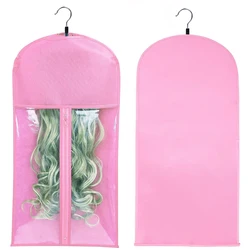 Colgador de extensiones de cabello con bolsa de almacenamiento, soporte de almacenamiento de postizos, estuche portador de pelucas, estilo de tienda, Color negro