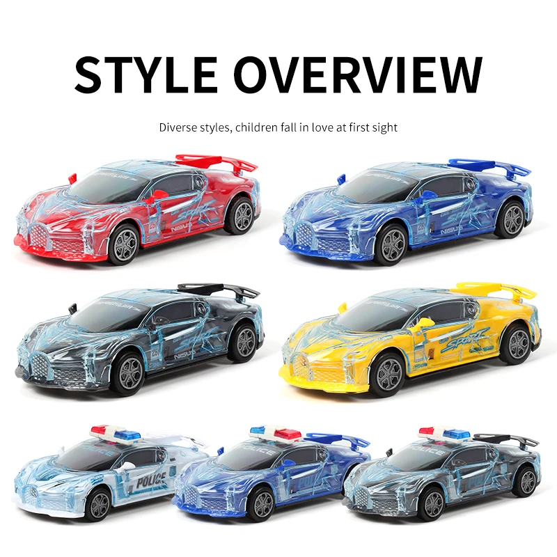 Sound And Light Car Sports Car Toy City Series Toys Children\'s Day Birthday Holiday Gift Dinosaur Cry Tiktok Music Police Toys