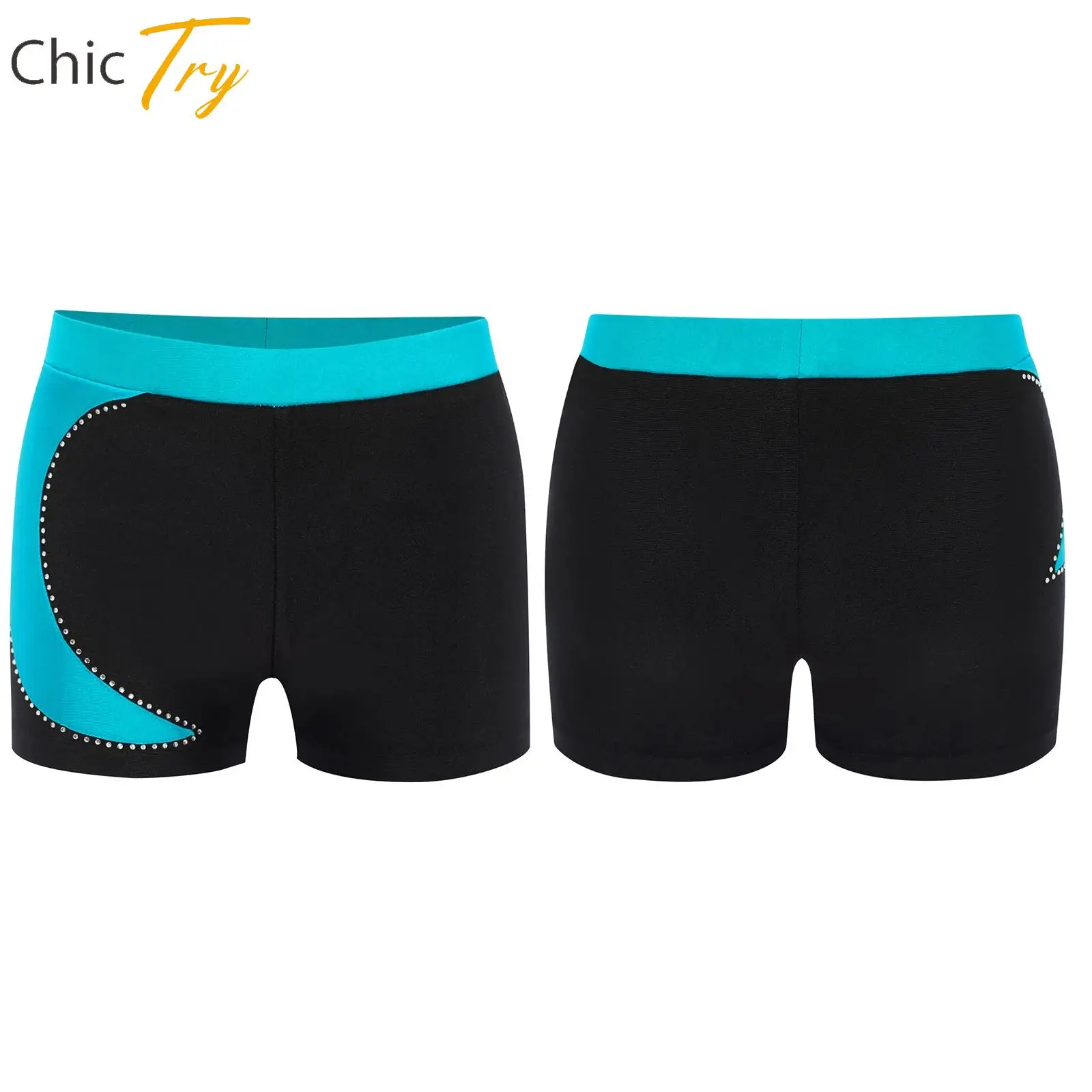 

Ballet Dance Shorts for Boys Kids Color Block Elastic Waistband Sports Shorts Children Figure Skating Gym Yoga Performance Wear