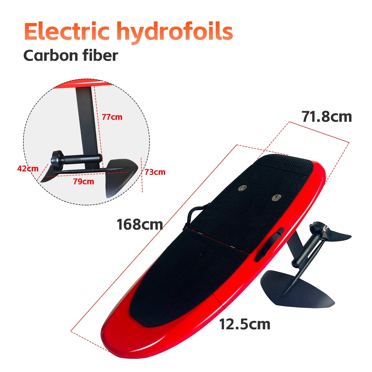 Wireless Remote Control Carbon Fiber Hydrofoil Electric Surfboard 8kwh Motor Power Water Sports Ocean Waters Surf Foil Board