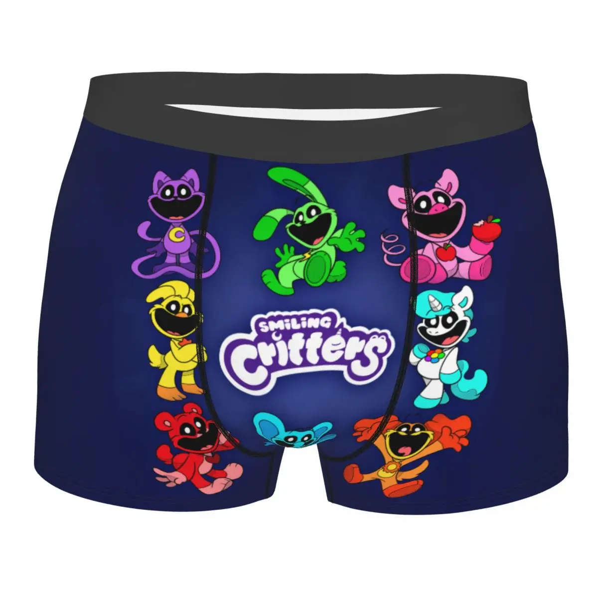 Custom Male Colorful Smiling Big Mouth Critters Group Underwear Scarry Animated Game Boxer Briefs Soft Shorts Panties Underpants