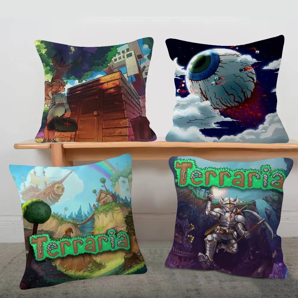 Game T-Terraria Soft Comfortable Pillow Case Cartoon For Sofa Living Cat Room Home Office Retro Decor Protective Cover