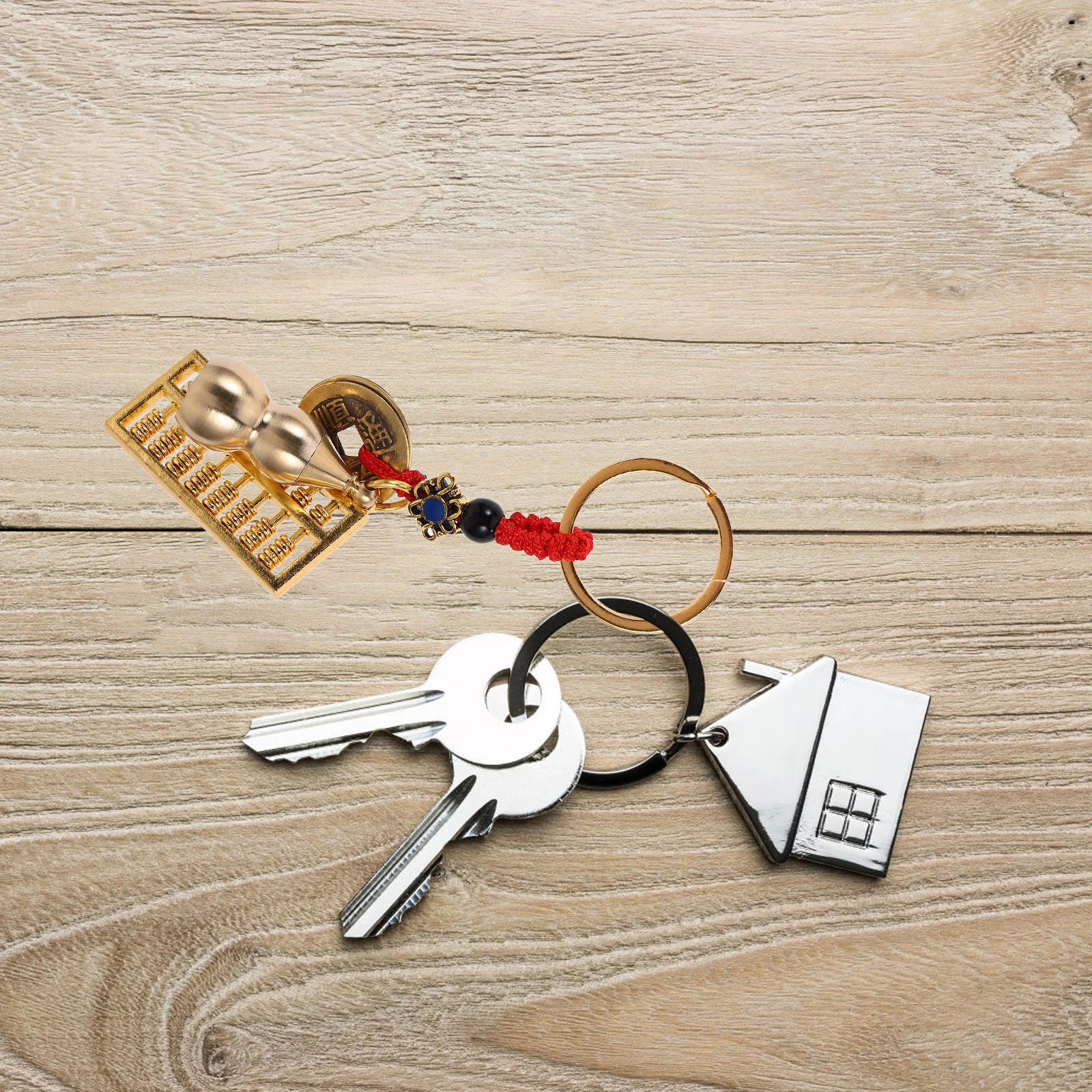 Abacus Key Ring With Wu Lou Gourd And Feng Shui Coin Unique Car Key Accessory And Handbag Charm For Luck And Success