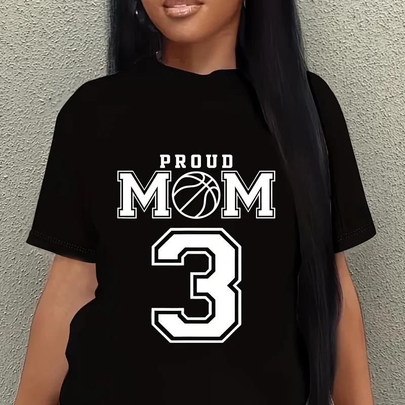 Number 3 Custom Proud Basketball Mom Personalized Women's Plus Size T-Shirt 100% Cotton 220g