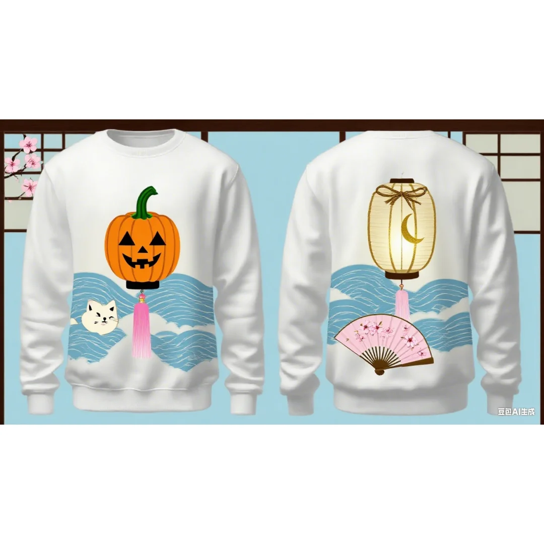 Halloween Japanese-style pumpkin graphic hoodie 3D Print Spring Autumn Fashion Leisure Streetwear Men's And Women's Y2K Hoodies