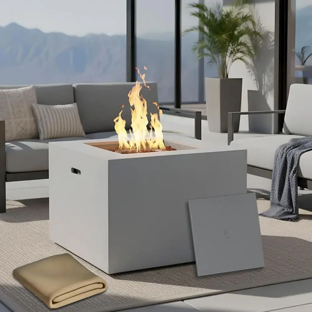 

All-in-One 32 Outdoor Propane Fire Pit Table with Weatherproof Cover and CSA Certification