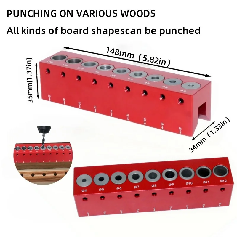 

Деревообработка Портативный зажим Вертикальная направляющая для сверления отверстий 4 мм-12 мм Самоцентрирующийся позиционер Прецизионное сверление