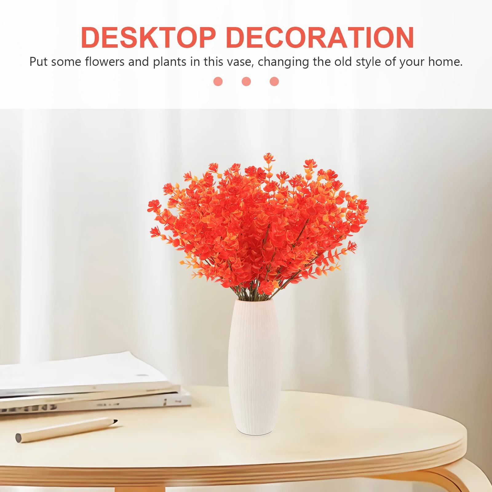 

6pcs Artificial Eucalyptus Leaves Faux Branches Home Decor Wedding Centerpiece Flower Arrangement Farmhouse Decoration Premium