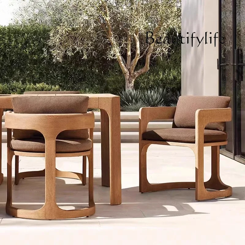 Y Outdoor Teak Tables And Chairs Courtyard Open-air Outdoor Garden Waterproof Sunscreen Anti-corrosion Tables And Chairs Furnitu