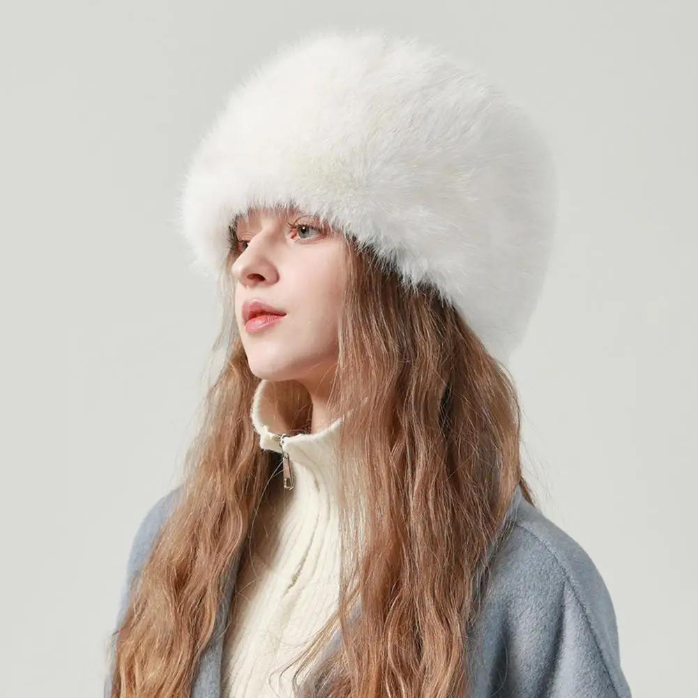 Soft Fuzzy Bucket Hat Women Faux Fur Hat Winter Warm Bucket Hat Quilted Lined Cozy Furry Headwear for Weather Outdoor for Women