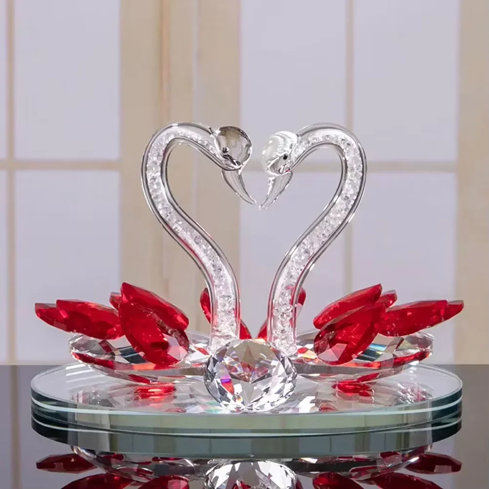 

Crystal Swan Figurines Glass Swans Ornaments Animal Paperweight Diamond Crafts Table Home Decoration Crafts Miniature Gifts